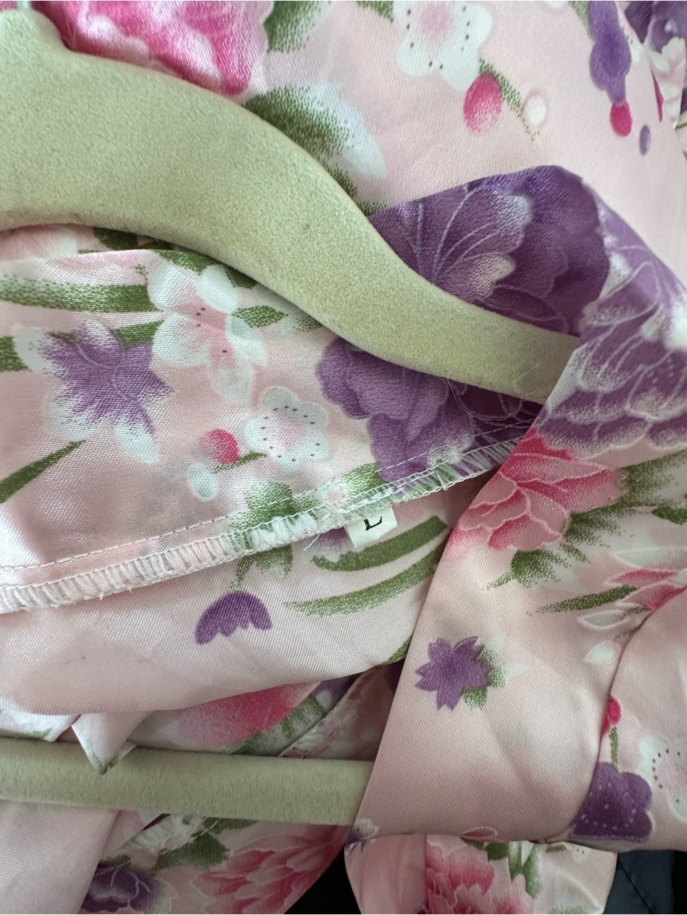 Floral Pink Silk Robe - Picture 2 of 2